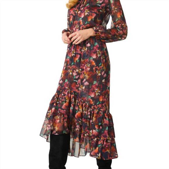 MISA LOS ANGELES Dresses & Skirts - NEW MISA LOS ANGELES floral tiered midi skirt in black